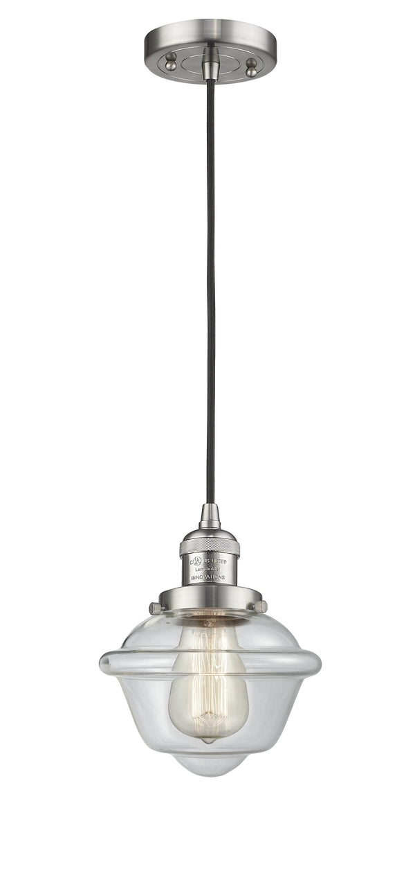 Innovations Lighting Small Oxford 1-100 watt 8 inch Brushed Satin Nickel Mini Pendant  Clear glass 201CSNG532