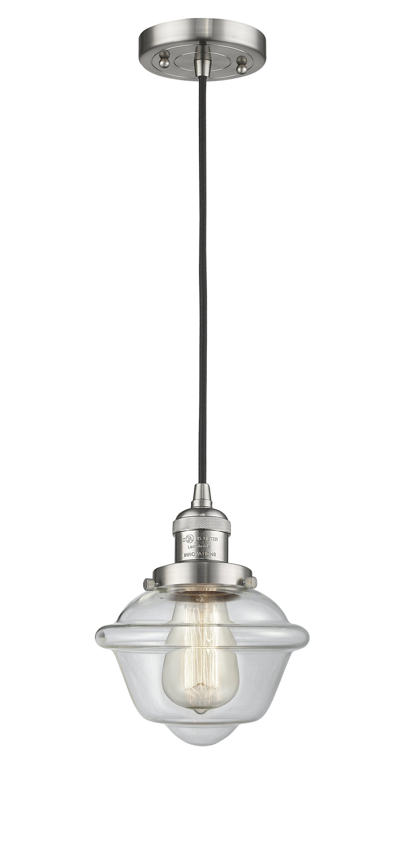 Innovations Lighting Small Oxford 1-100 watt 8 inch Brushed Satin Nickel Mini Pendant  Clear glass 201CSNG532