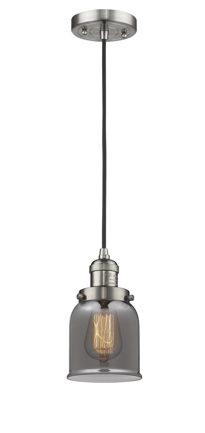 Innovations Lighting Small Bell 1-100 watt 5 inch Brushed Satin Nickel Mini Pendant  Smoked glass 201CSNG53