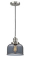 Innovations Lighting Large Bell 1-100 watt 8 inch Brushed Satin Nickel Mini Pendant  Smoked glass 201CSNG73