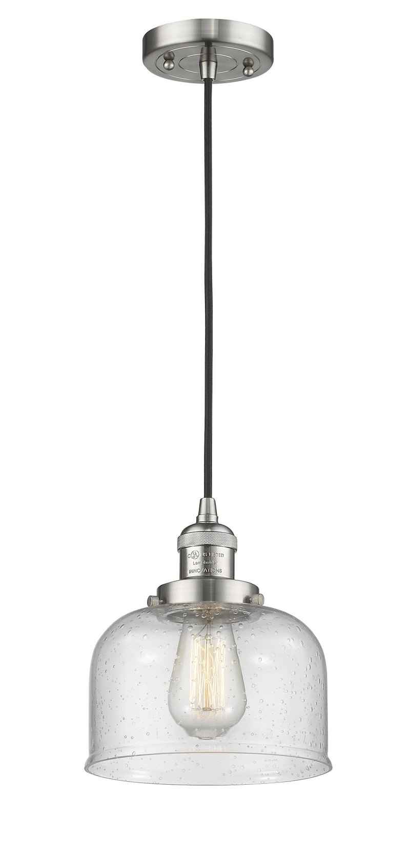 Innovations Lighting Large Bell 1-100 watt 8 inch Antique Copper Mini Pendant  Seedy glass 201CSNG74