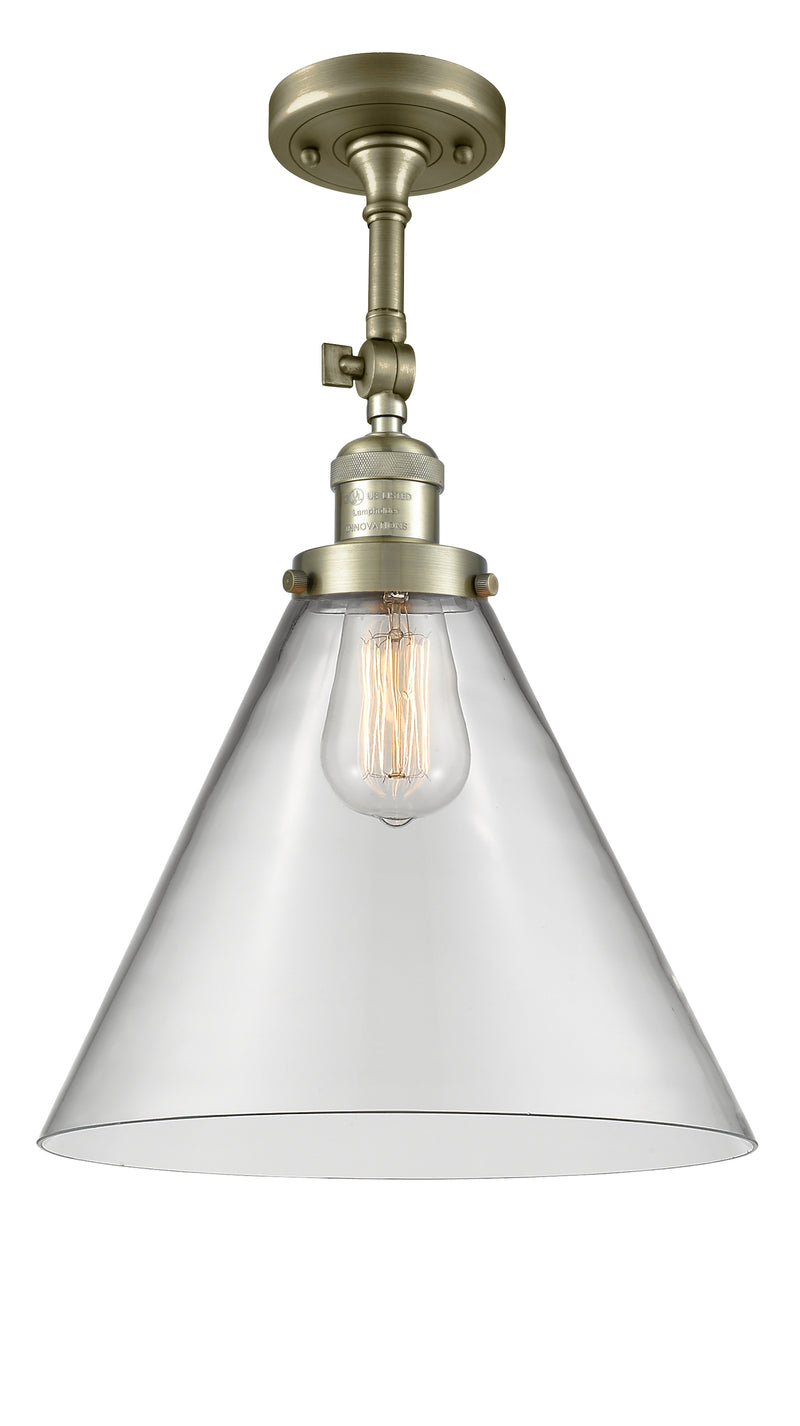 Innovations Lighting X-Large Cone 1 Light Semi-Flush Mount Part Of The Franklin Restoration Collection 201F-AB-G42-L-LED