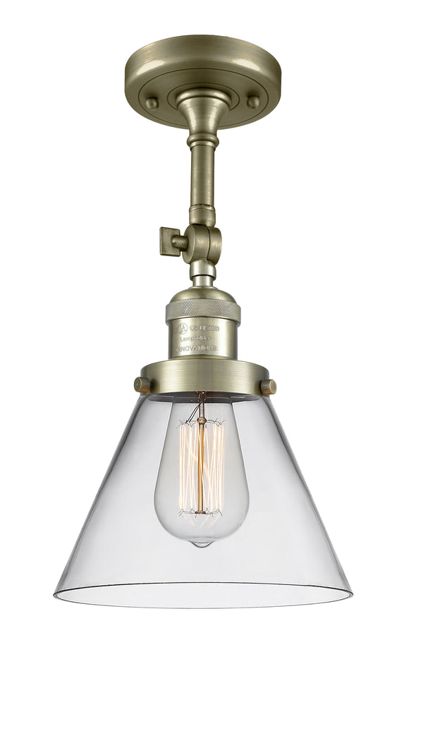 Innovations Lighting Large Cone 1 Light Semi-Flush Mount Part Of The Franklin Restoration Collection 201F-AB-G42-LED