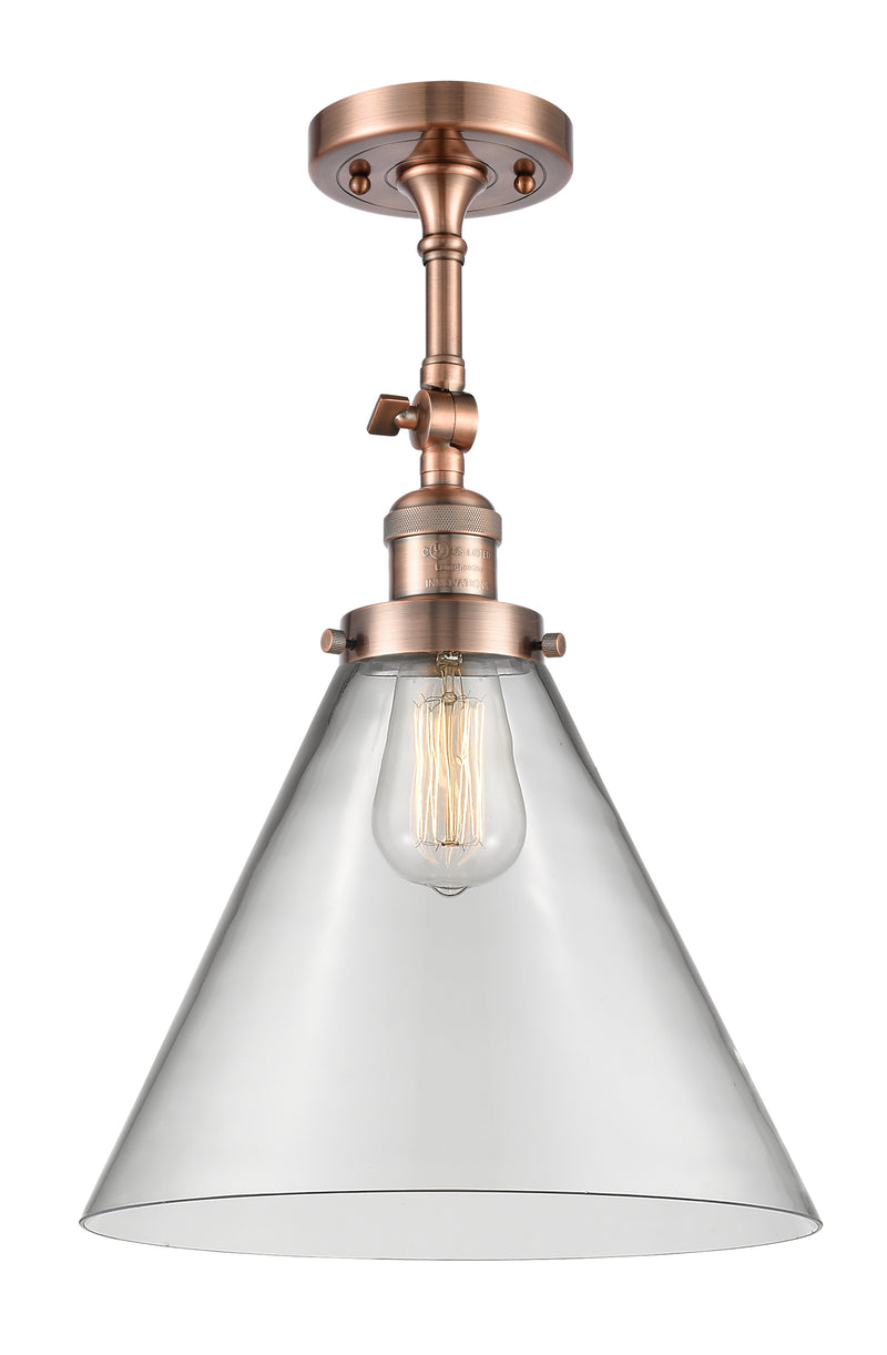 Innovations Lighting X-Large Cone 1 Light Semi-Flush Mount Part Of The Franklin Restoration Collection 201F-AC-G42-L-LED