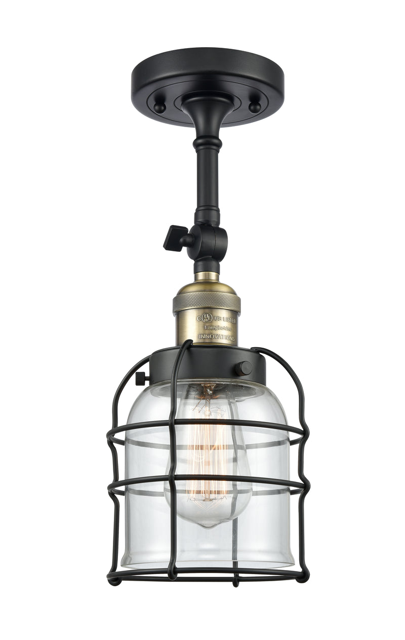 Innovations Lighting Small Bell Cage 1 Light Semi-Flush Mount Part Of The Franklin Restoration Collection 201F-BAB-G52-CE