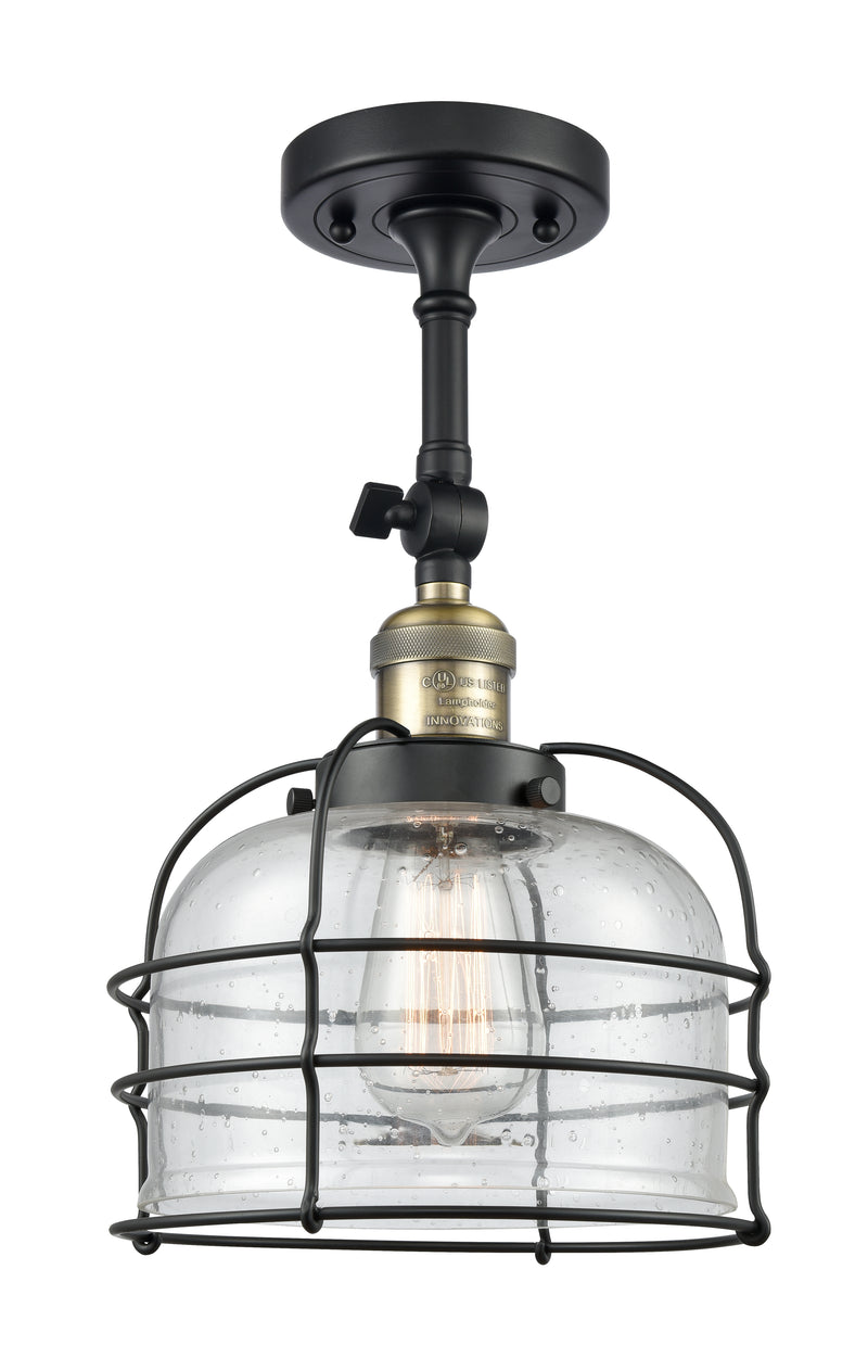 Innovations Lighting Large Bell Cage 1 Light Semi-Flush Mount Part Of The Franklin Restoration Collection 201F-BAB-G74-CE-LED