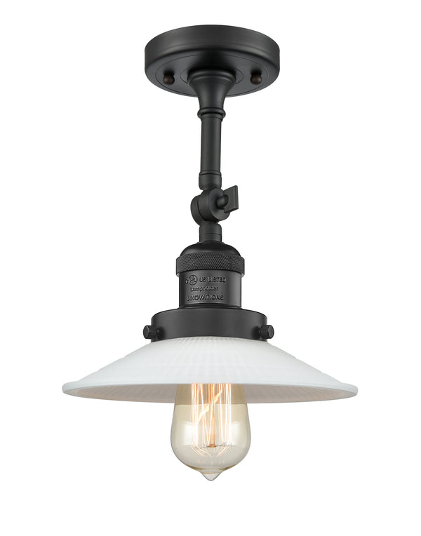 Innovations Lighting Halophane 1 Light Semi-Flush Mount Part Of The Franklin Restoration Collection 201F-BK-G1-LED