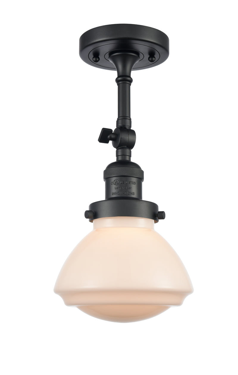 Innovations Lighting Olean 1 Light Semi-Flush Mount Part Of The Franklin Restoration Collection 201F-BK-G321-LED