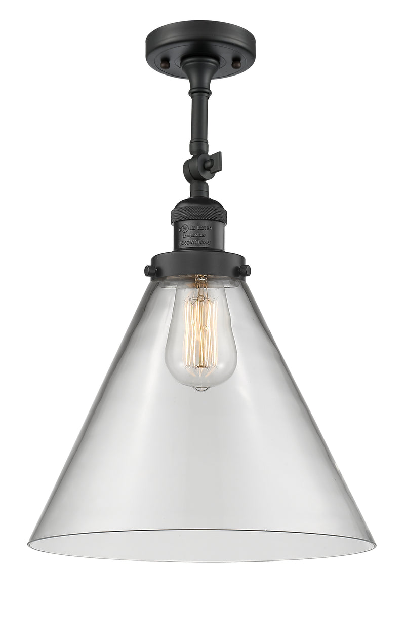 Innovations Lighting X-Large Cone 1 Light Semi-Flush Mount Part Of The Franklin Restoration Collection 201F-BK-G42-L-LED