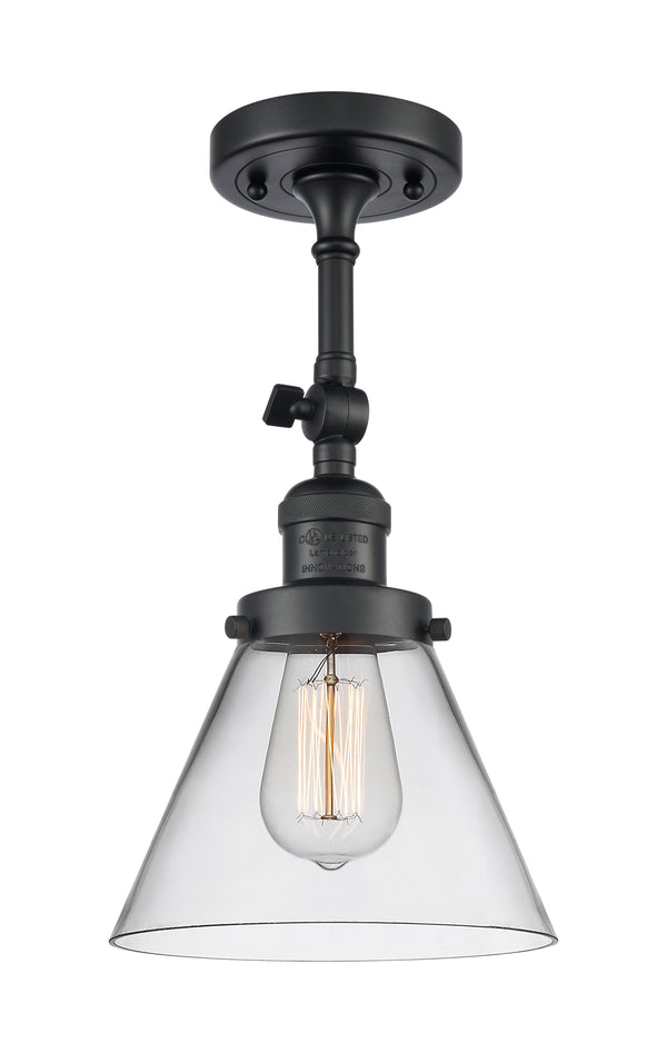 Innovations Lighting Large Cone 1 Light Semi-Flush Mount Part Of The Franklin Restoration Collection 201F-BK-G42-LED