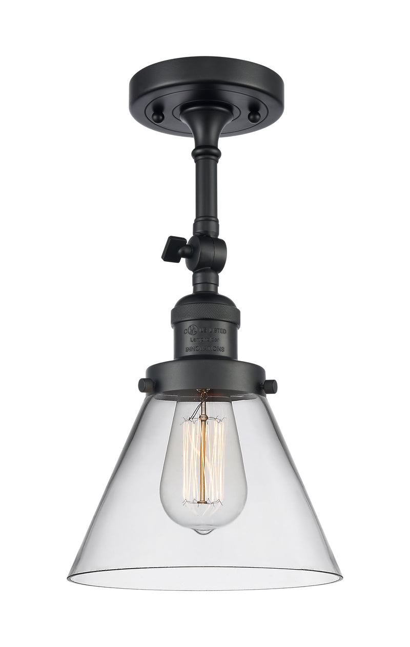 Innovations Lighting Large Cone 1 Light Semi-Flush Mount Part Of The Franklin Restoration Collection 201F-BK-G42