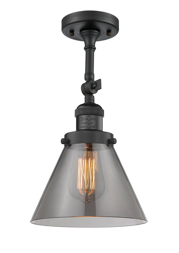 Innovations Lighting Large Cone 1 Light Semi-Flush Mount Part Of The Franklin Restoration Collection 201F-BK-G43