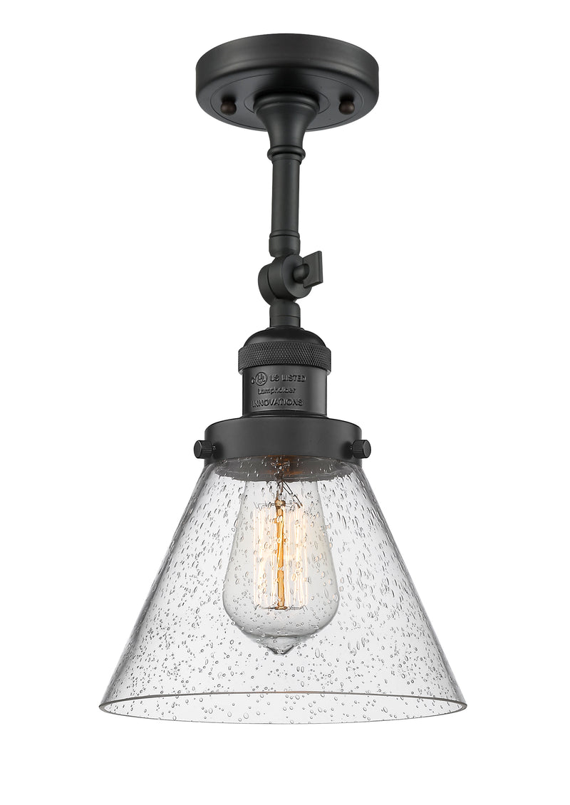 Innovations Lighting Large Cone 1 Light Semi-Flush Mount Part Of The Franklin Restoration Collection 201F-BK-G44