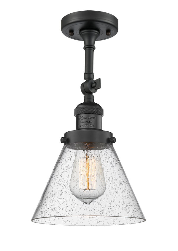 Innovations Lighting Large Cone 1 Light Semi-Flush Mount Part Of The Franklin Restoration Collection 201F-BK-G44-LED