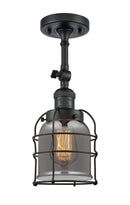 Innovations Lighting Small Bell Cage 1 Light Semi-Flush Mount Part Of The Franklin Restoration Collection 201F-BK-G53-CE