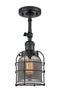 Innovations Lighting Small Bell Cage 1 Light Semi-Flush Mount Part Of The Franklin Restoration Collection 201F-BK-G53-CE-LED