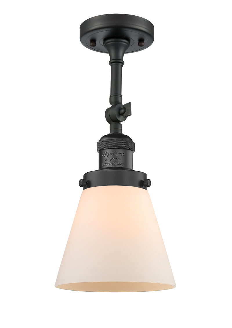 Innovations Lighting Small Cone 1 Light Semi-Flush Mount Part Of The Franklin Restoration Collection 201F-BK-G61-LED