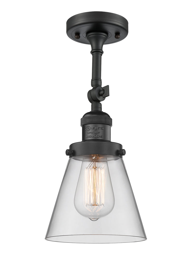 Innovations Lighting Small Cone 1 Light Semi-Flush Mount Part Of The Franklin Restoration Collection 201F-BK-G62