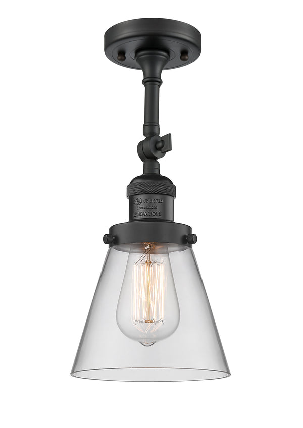 Innovations Lighting Small Cone 1 Light Semi-Flush Mount Part Of The Franklin Restoration Collection 201F-BK-G62-LED