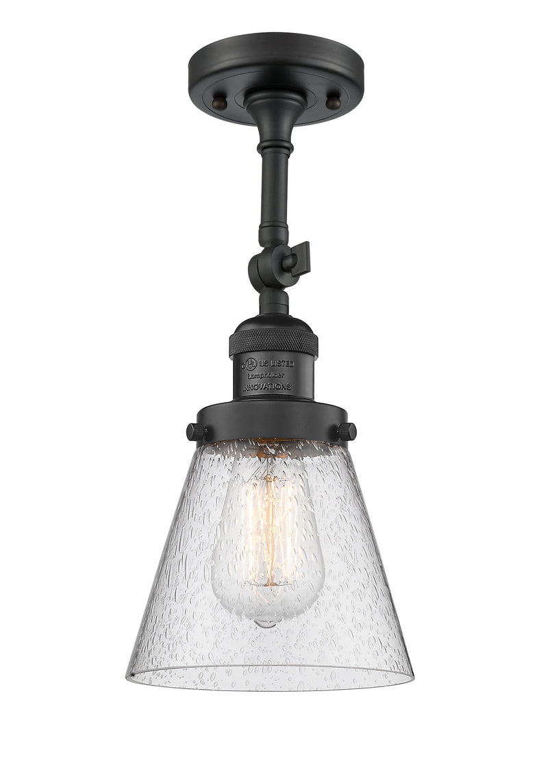 Innovations Lighting Small Cone 1 Light Semi-Flush Mount Part Of The Franklin Restoration Collection 201F-BK-G64