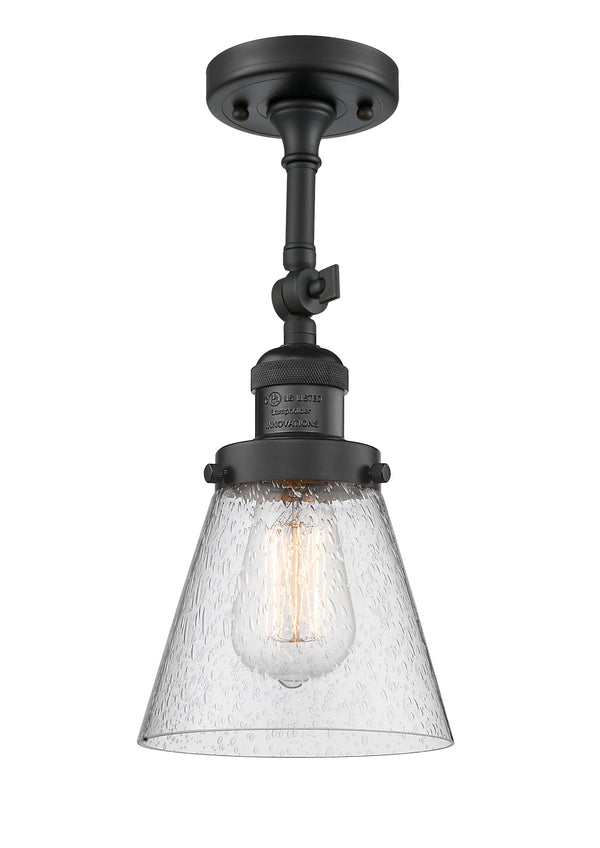 Innovations Lighting Small Cone 1 Light Semi-Flush Mount Part Of The Franklin Restoration Collection 201F-BK-G64-LED