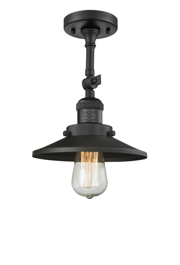 Innovations Lighting Railroad 1 Light Semi-Flush Mount Part Of The Franklin Restoration Collection 201F-BK-M6-LED