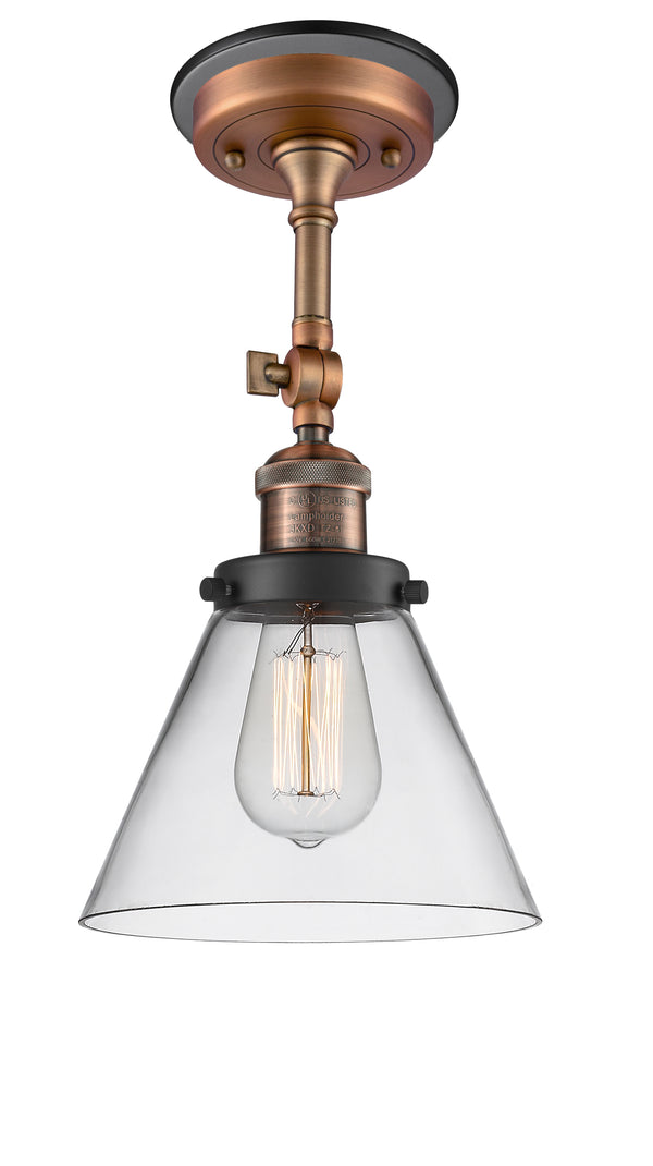 Innovations Lighting Large Cone 1 Light Semi-Flush Mount Part Of The Franklin Restoration Collection 201FBP-ACBK-G42