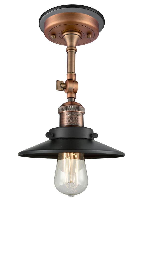 Innovations Lighting Railroad 1 Light Semi-Flush Mount Part Of The Franklin Restoration Collection 201FBP-ACBK-M6-BK