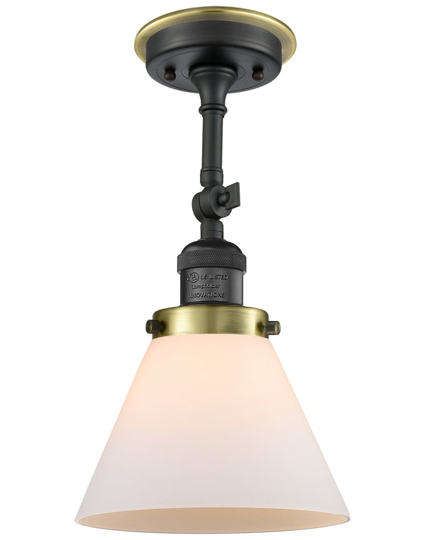 Innovations Lighting Large Cone 1 Light Semi-Flush Mount Part Of The Franklin Restoration Collection 201FBP-BKAB-G41