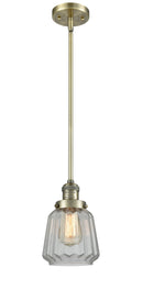 Innovations Lighting Chatham 1-100 watt 6 inch Antique Brass Mini Pendant  Clear Fluted glass   Hang Straight Swivel 201SABG142