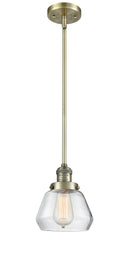 Innovations Lighting Fulton 1-100 watt 7 inch Antique Brass Mini Pendant  Clear glass   Hang Straight Swivel 201SABG172