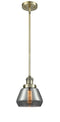 Innovations Lighting Fulton 1-100 watt 7 inch Antique Brass Mini Pendant  Smoked glass   Hang Straight Swivel 201SABG173