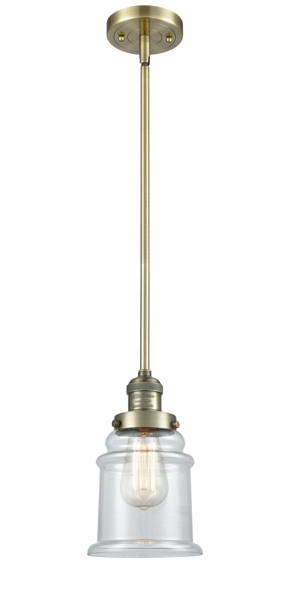 Innovations Lighting Canton 1-100 watt 6.5 inch Antique Brass Mini Pendant  Clear glass   Hang Straight Swivel 201SABG182