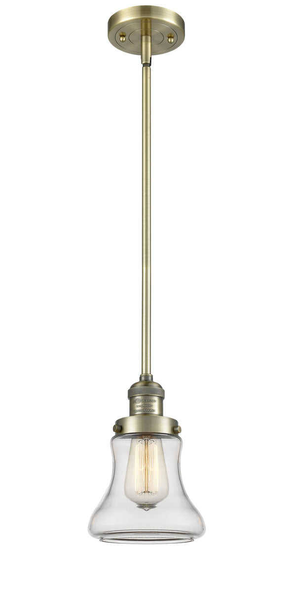 Innovations Lighting Bellmont 1-100 watt 6.5 inch Antique Brass Mini Pendant  Clear glass   Hang Straight Swivel 201SABG192