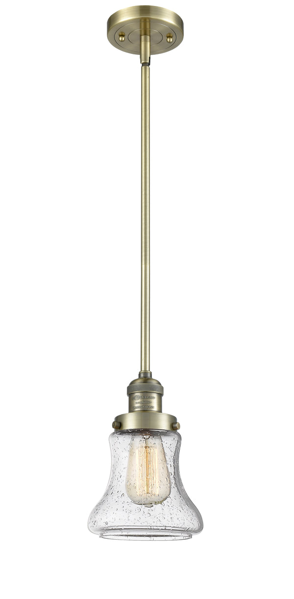 Innovations Lighting Bellmont 1-100 watt 6.5 inch Antique Brass Mini Pendant  Seedy glass   Hang Straight Swivel 201SABG194