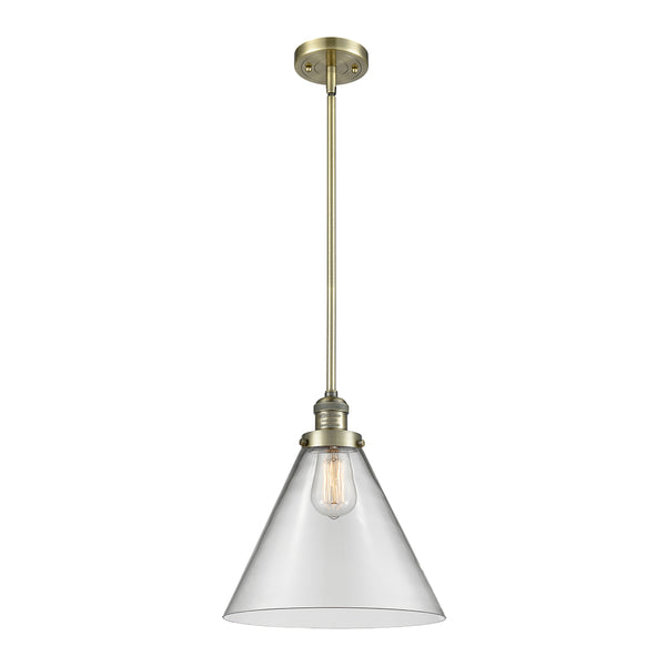 Cone Mini Pendant shown in the Antique Brass finish with a Clear shade
