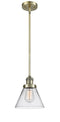 Innovations Lighting Large Cone 1-100 watt 8 inch Antique Brass Mini Pendant  Clear glass   Hang Straight Swivel 201SABG42