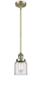 Innovations Lighting Small Bell 1-100 watt 5 inch Antique Brass Mini Pendant  Clear glass   Hang Straight Swivel 201SABG52