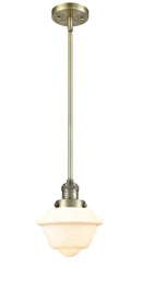 Innovations Lighting Small Oxford 1-100 watt 8 inch Antique Brass Mini Pendant Matte White Cased glass  Hang Straight Swivel 201SABG531