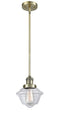 Innovations Lighting Small Oxford 1-100 watt 8 inch Antique Brass Mini Pendant  Clear glass   Hang Straight Swivel 201SABG532