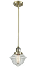 Innovations Lighting Small Oxford 1-100 watt 8 inch Antique Brass Mini Pendant  Seedy glass   Hang Straight Swivel 201SABG534