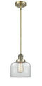 Innovations Lighting Large Bell 1-100 watt 8 inch Antique Brass Mini Pendant  Clear glass   Hang Straight Swivel 201SABG72