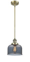 Innovations Lighting Large Bell 1-100 watt 8 inch Antique Brass Mini Pendant  Smoked glass   Hang Straight Swivel 201SABG73