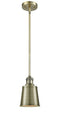 Innovations Lighting Addison 1-100 watt 5 inch Antique Brass Mini Pendant Brushed Brass Addison shades  Hang Straight Swivel 201SABM9AB