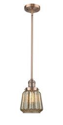 Innovations Lighting Chatham 1-100 watt 6 inch Antique Copper Mini Pendant  Mercury Fluted glass   Hang Straight Swivel 201SACG146