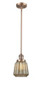 Innovations Lighting Chatham 1-100 watt 6 inch Antique Copper Mini Pendant  Mercury Fluted glass   Hang Straight Swivel 201SACG146