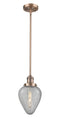 Innovations Lighting Geneseo 1-100 watt 6.5 inch Antique Copper Mini Pendant  Clear Crackle glass   Hang Straight Swivel 201SACG165