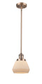 Innovations Lighting Fulton 1-100 watt 7 inch Antique Copper Mini Pendant  Matte White Cased glass   Hang Straight Swivel 201SACG171