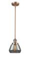 Innovations Lighting Fulton 1-100 watt 7 inch Antique Copper Mini Pendant  Smoked glass   Hang Straight Swivel 201SACG173