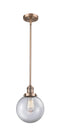 Innovations Lighting Beacon 1-100 watt 8 inch Antique Copper Mini Pendant  Clear glass   Hang Straight Swivel 201SACG2028